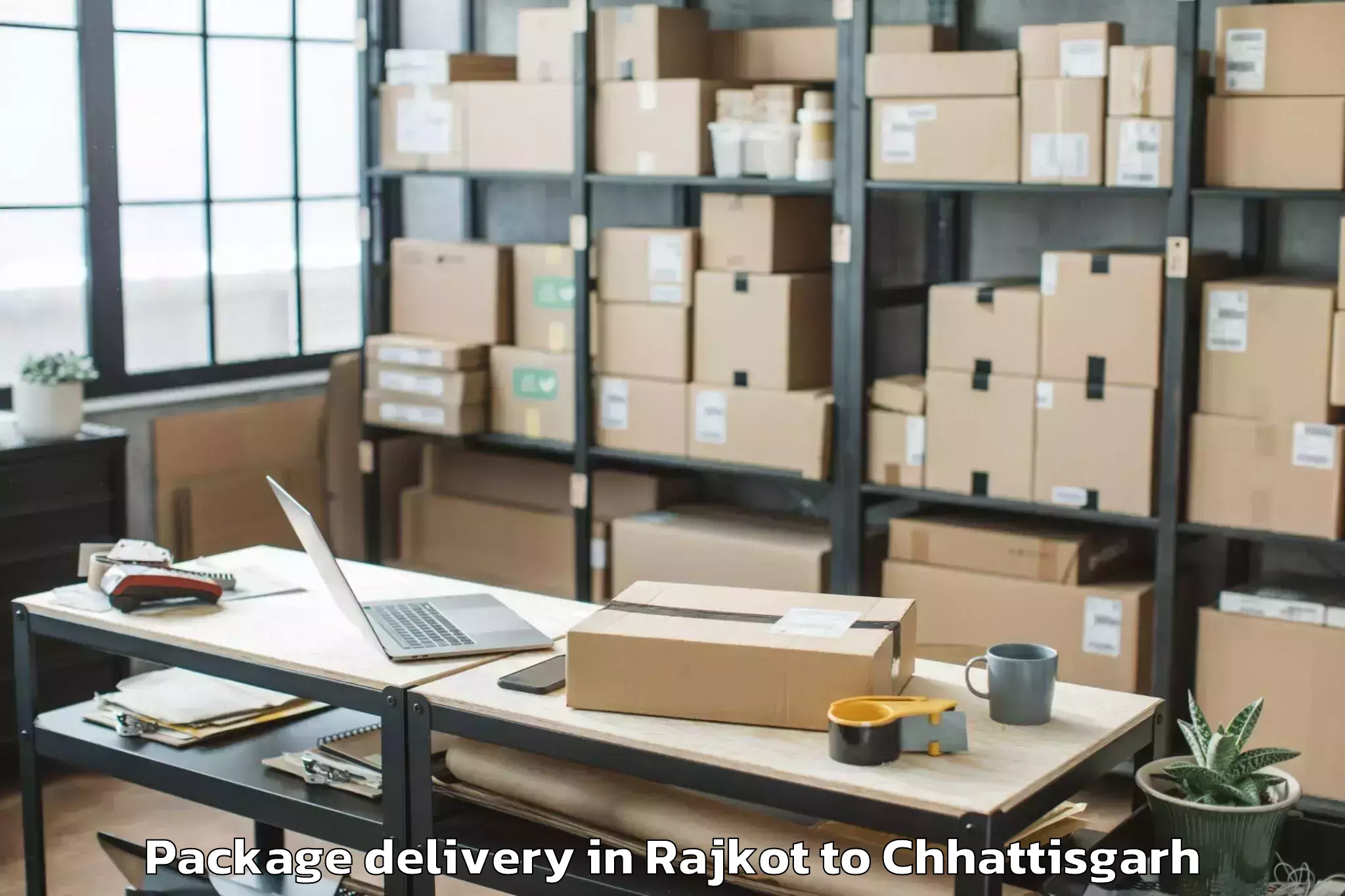 Quality Rajkot to Kalinga University Raipur Package Delivery